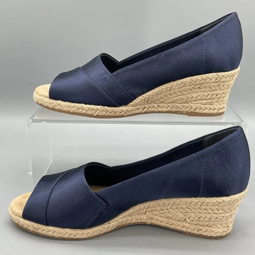 NEW Easy Street Women’s Jasper Wedge Sandals Navy Size 7.5N
